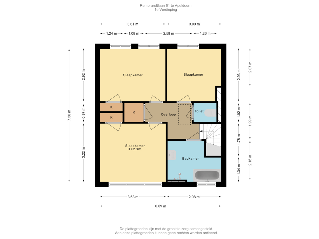 View floorplan of 1e Verdieping of Rembrandtlaan 61