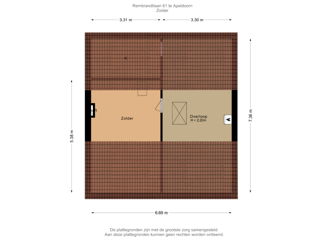 View floorplan of Zolder of Rembrandtlaan 61