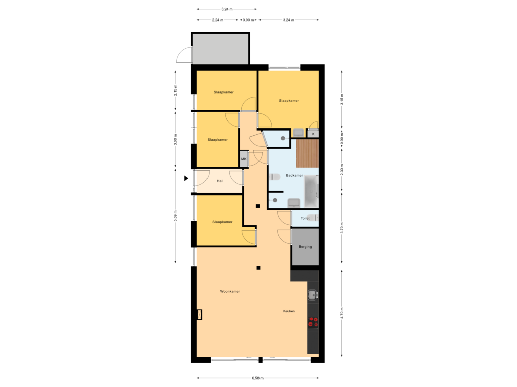 Bekijk plattegrond van Begane Grond van Valkenhoek 148-A