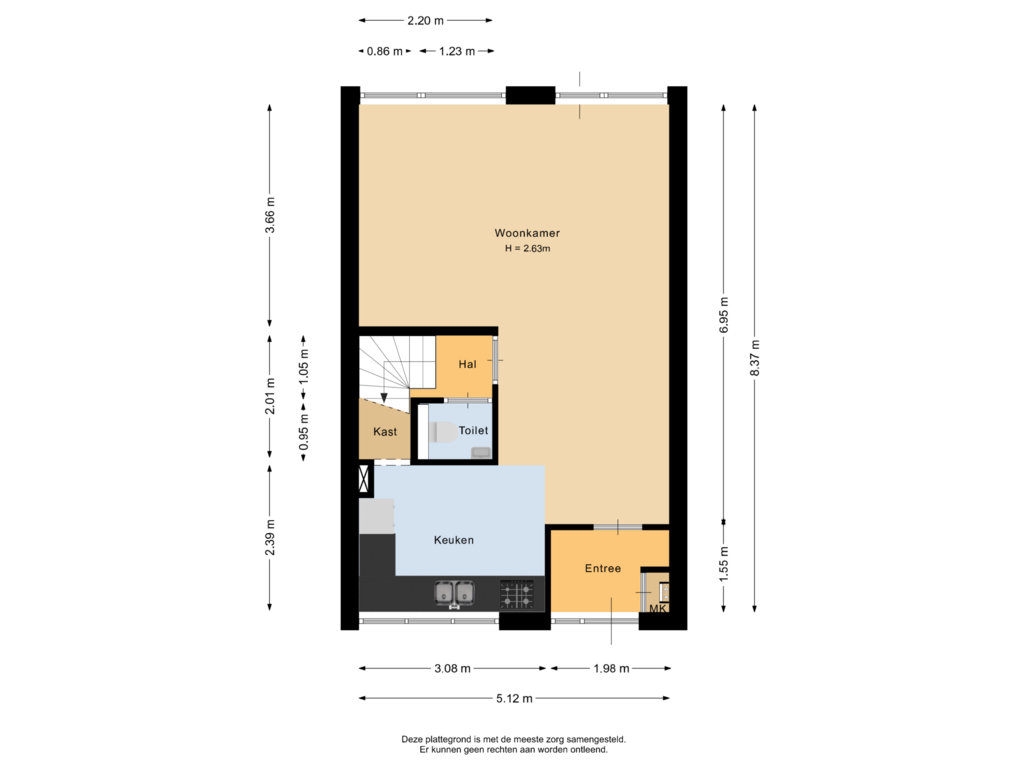 View floorplan of Begane grond of Mozartstraat 65