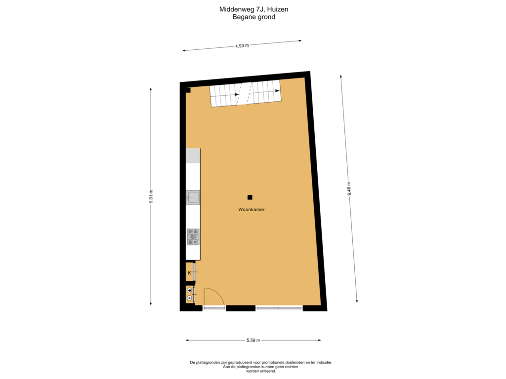 Bekijk plattegrond van Begane grond van Middenweg 7-J