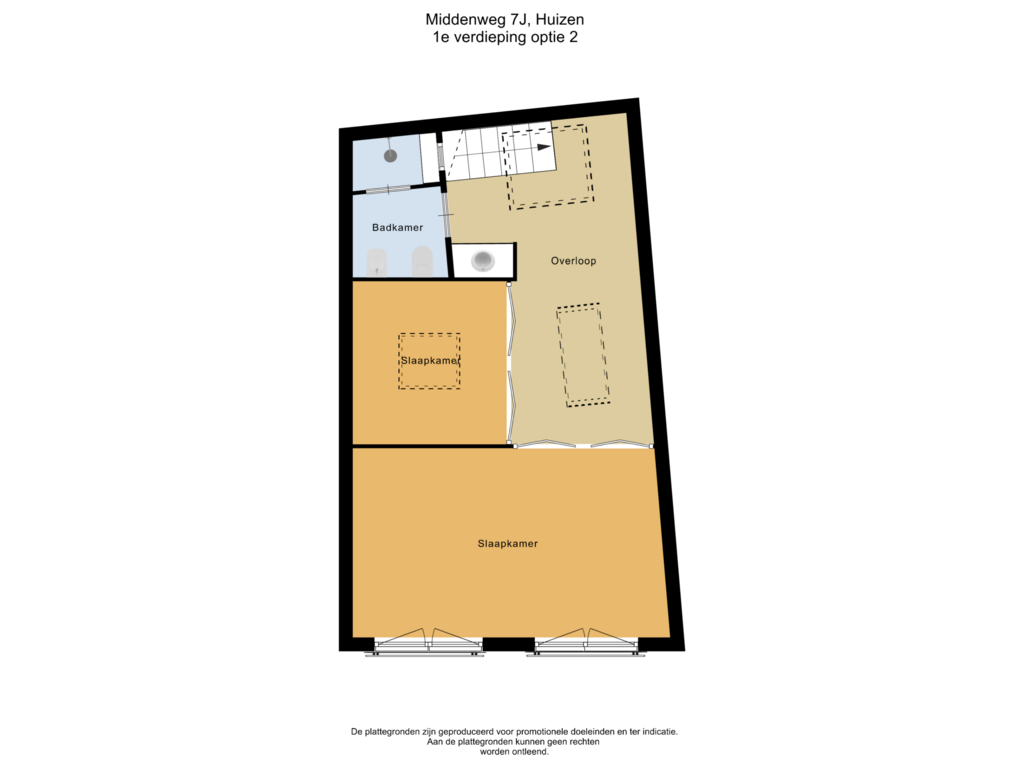 Bekijk plattegrond van 1e verdieping optie 2 van Middenweg 7-J