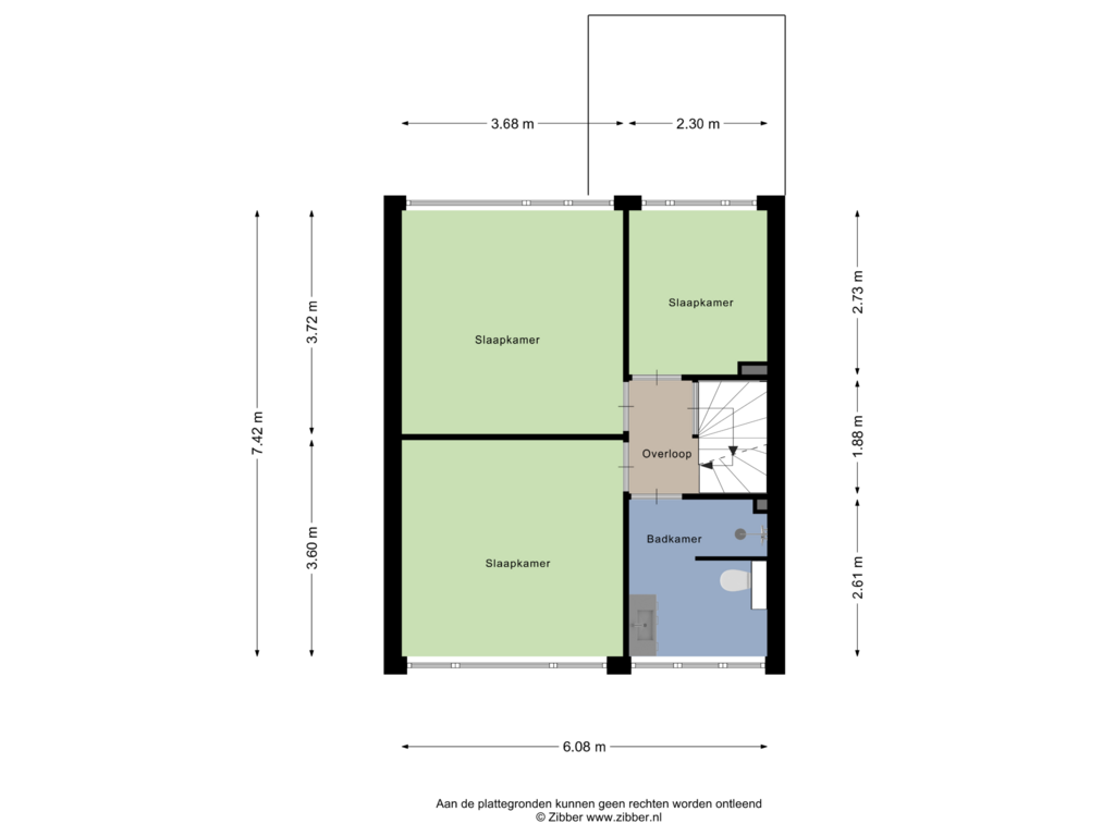 View floorplan of Eerste verdieping of Merelstraat 71