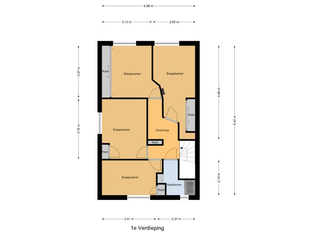 Bekijk plattegrond van 1e Verdieping van Prinses Irenestraat 8