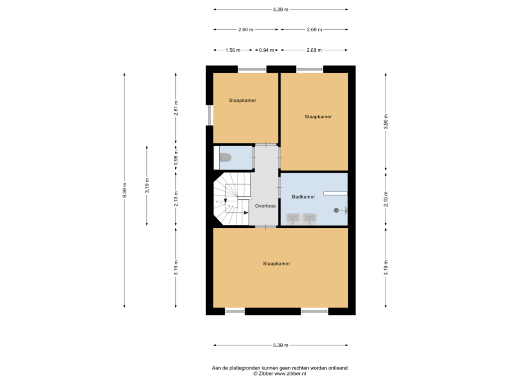 View floorplan of Eerste Verdieping of Deken van Baarstraat 52