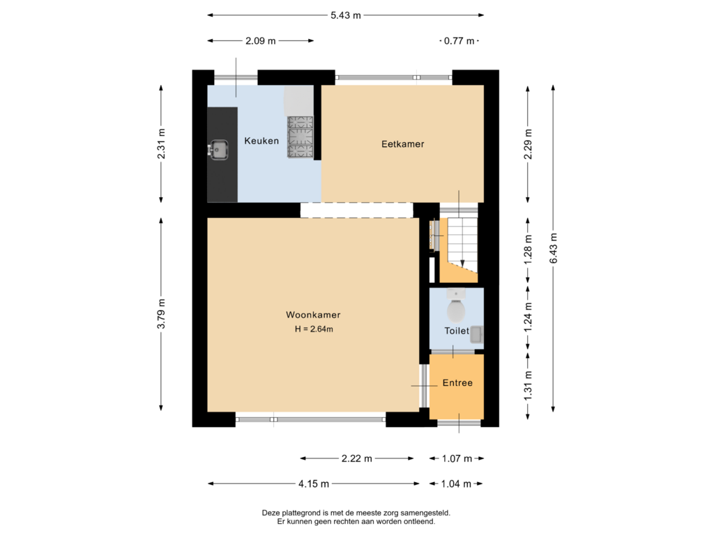 View floorplan of Begane grond of Rokkeveenseweg 6