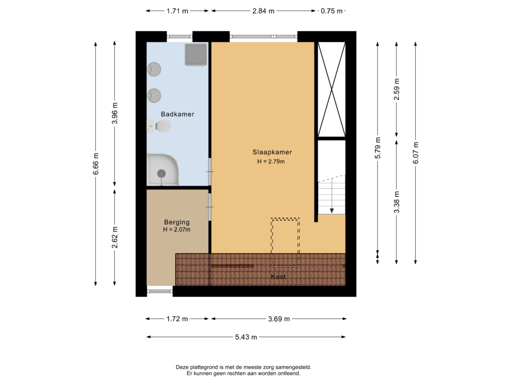 View floorplan of Eerste verdieping of Rokkeveenseweg 6