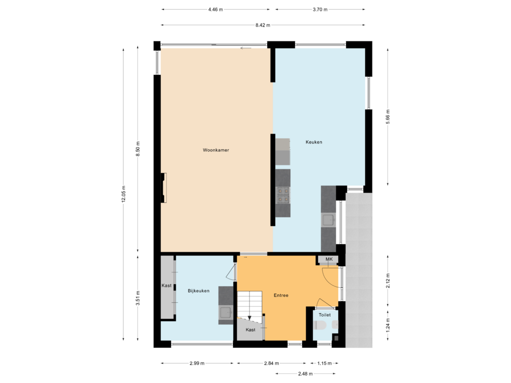 Bekijk plattegrond van Begane grond van Zuidlaan 24