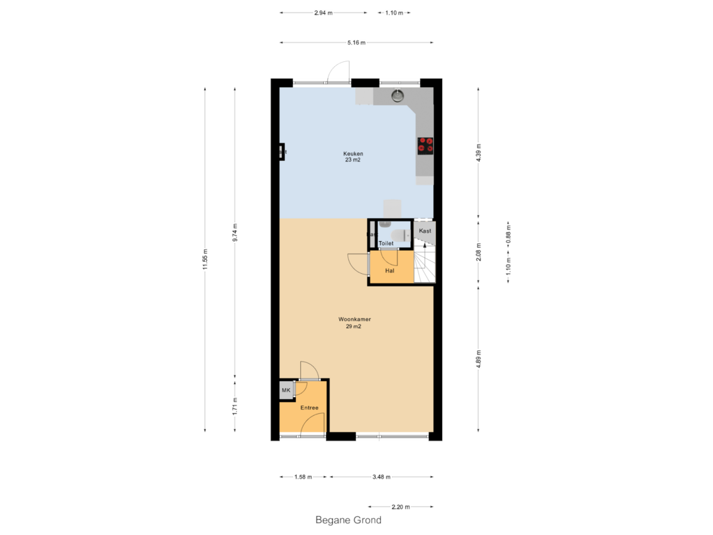 View floorplan of Begane Grond of Meerburgstraat 12