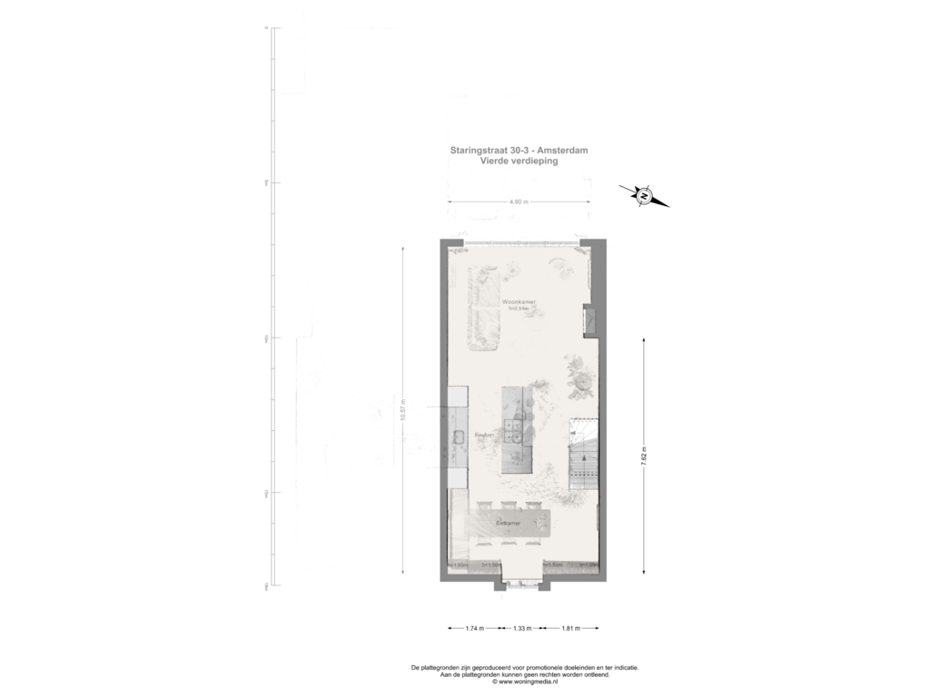 Bekijk plattegrond van Vierde verdieping van Staringstraat 30-3