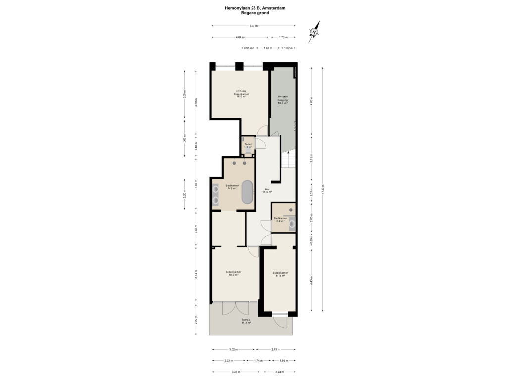 View floorplan of Begane grond of Hemonylaan 23-B