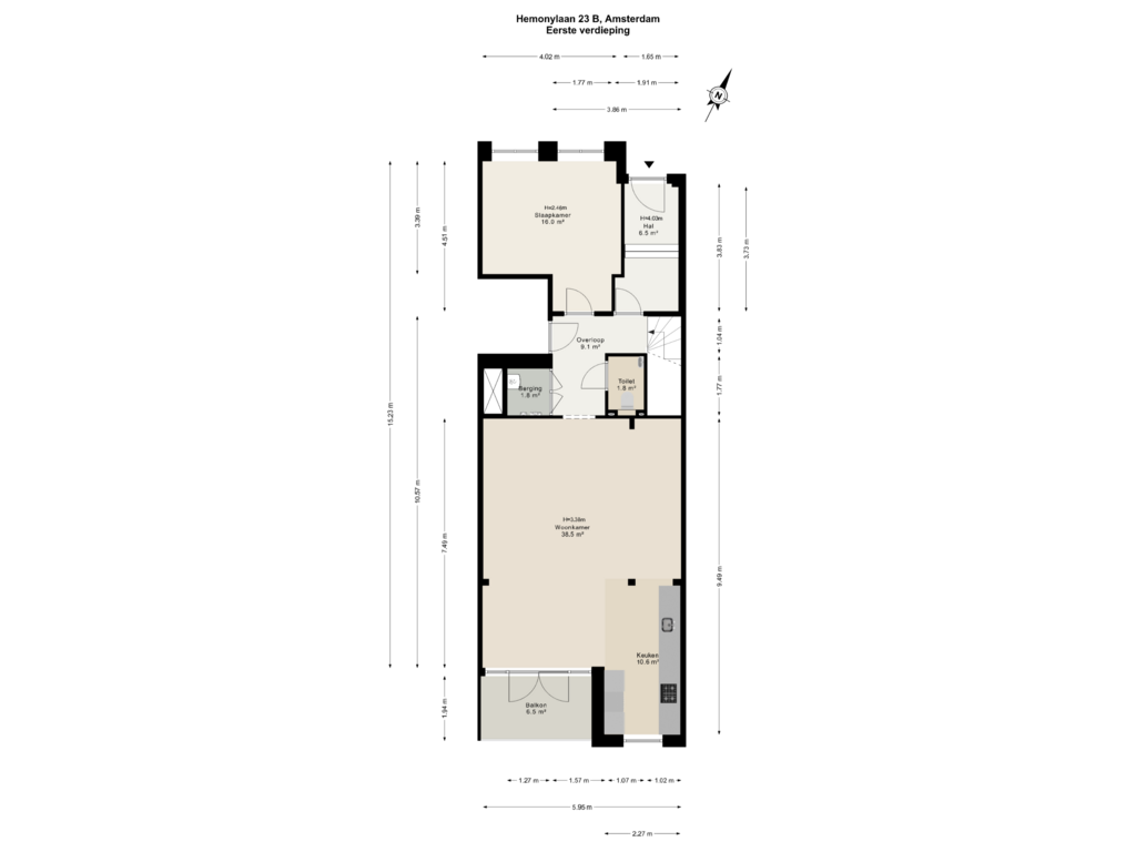 View floorplan of Eerste verdieping of Hemonylaan 23-B