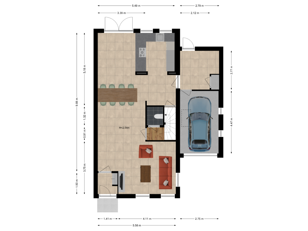 Bekijk plattegrond van Begane grond van Van Haandelstraat 3