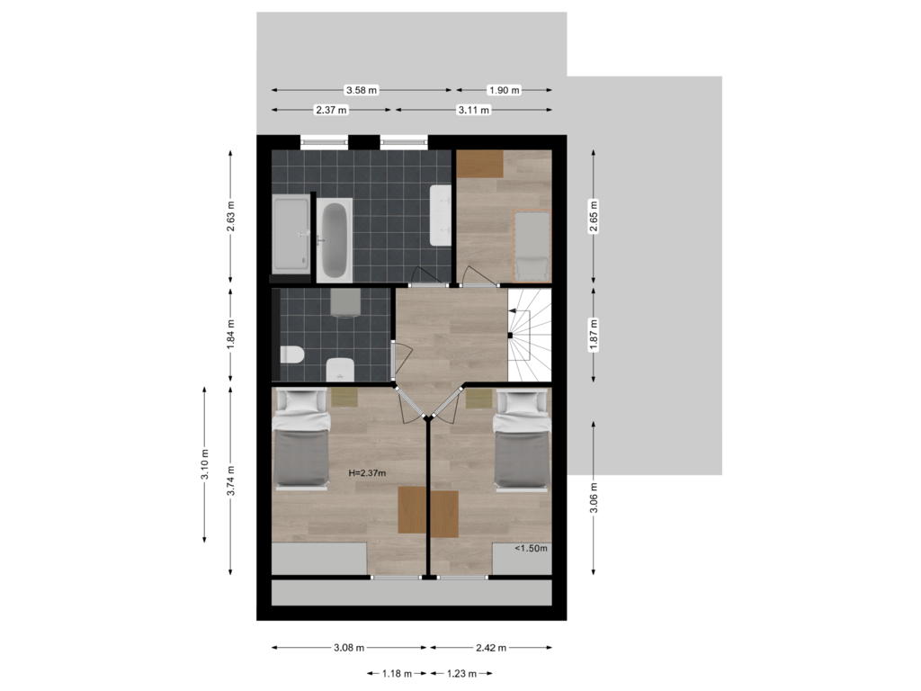 Bekijk plattegrond van Eerste verdieping van Van Haandelstraat 3