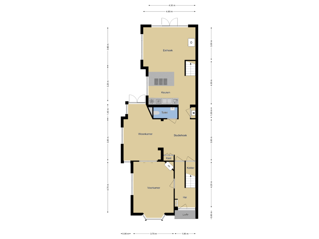 Bekijk plattegrond van Begane grond van Wageningsestraat 71