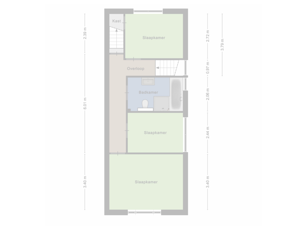 View floorplan of 1e Verdieping of Grasstrook 20