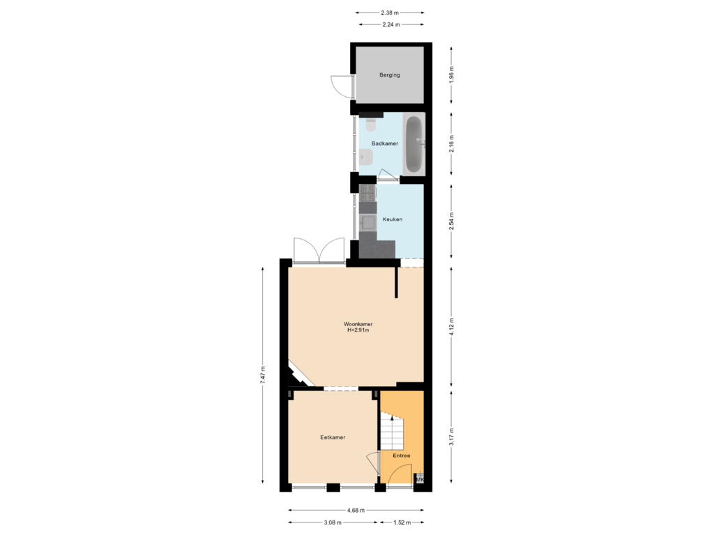 View floorplan of Begane grond of Krugerstraat 71