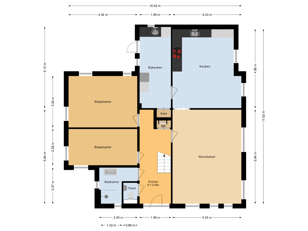 Bekijk plattegrond van Begane grond van Driftlakenseweg 2