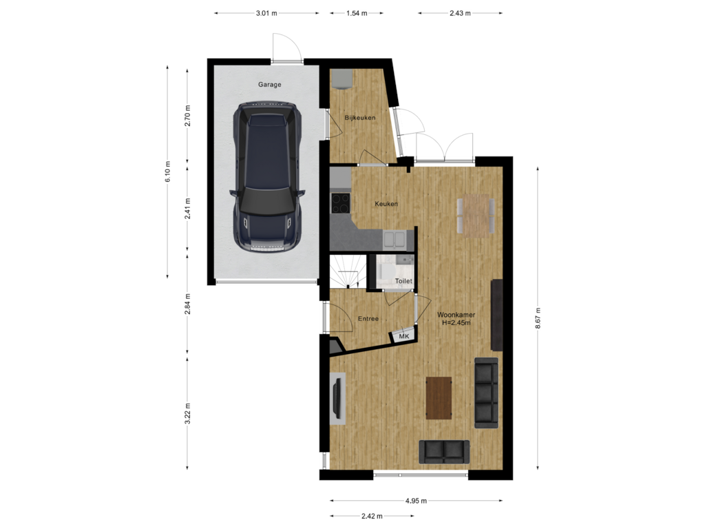 View floorplan of Begane grond of Moerven 63