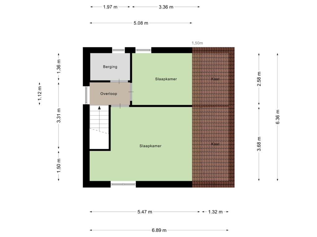 Bekijk plattegrond van Eerste verdieping van Brouwershof 12