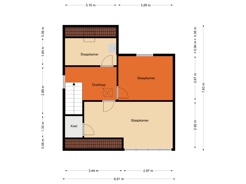 View floorplan of Eerste verdieping of Sportlaan 8