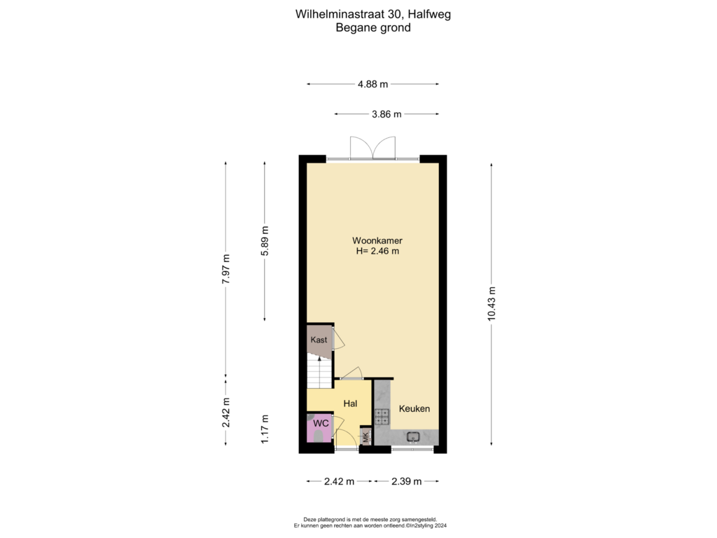 Bekijk plattegrond van Begane Grond van Wilhelminastraat 30