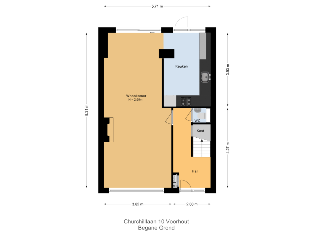 Bekijk plattegrond van Begane grond van Churchilllaan 10