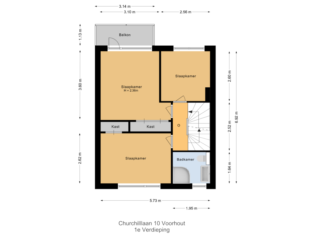 Bekijk plattegrond van 1e Verdieping van Churchilllaan 10