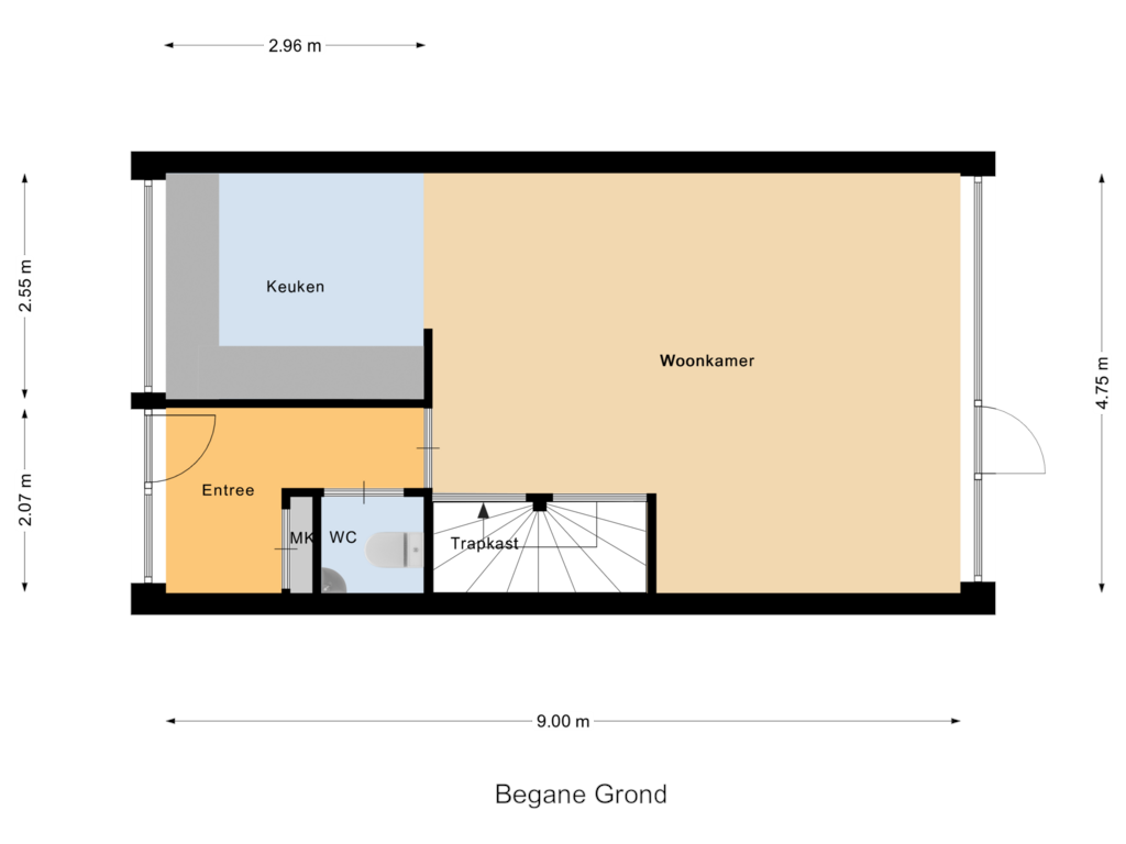 Bekijk plattegrond van Begane Grond van Koningin Emmalaan 78