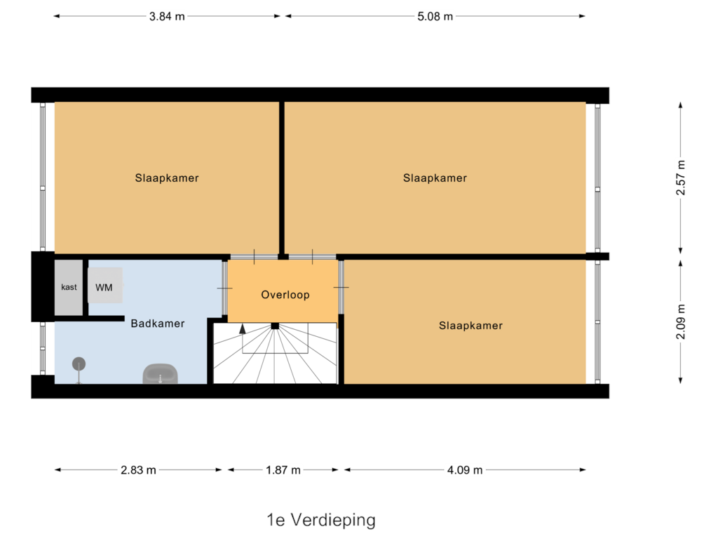 Bekijk plattegrond van 1e Verdieping van Koningin Emmalaan 78