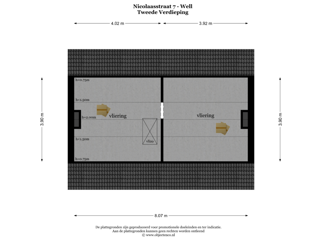 View floorplan of Tweede Verdieping of Nicolaasstraat 7