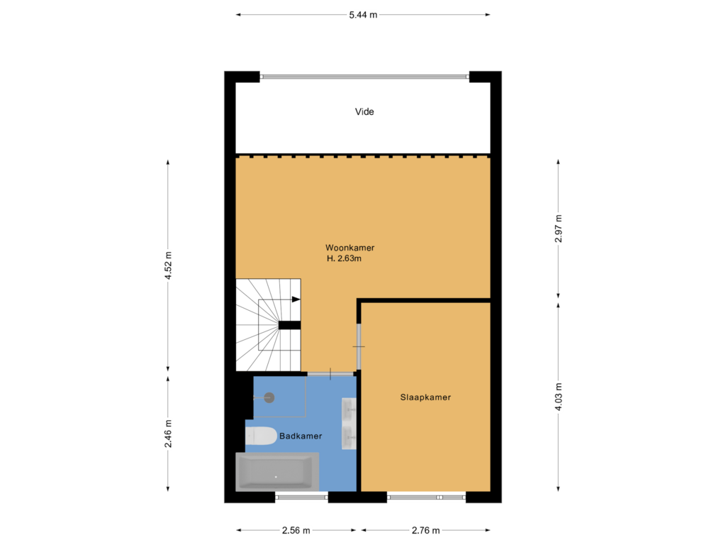 View floorplan of Eerste verdieping of Schoonebekerstraat 29