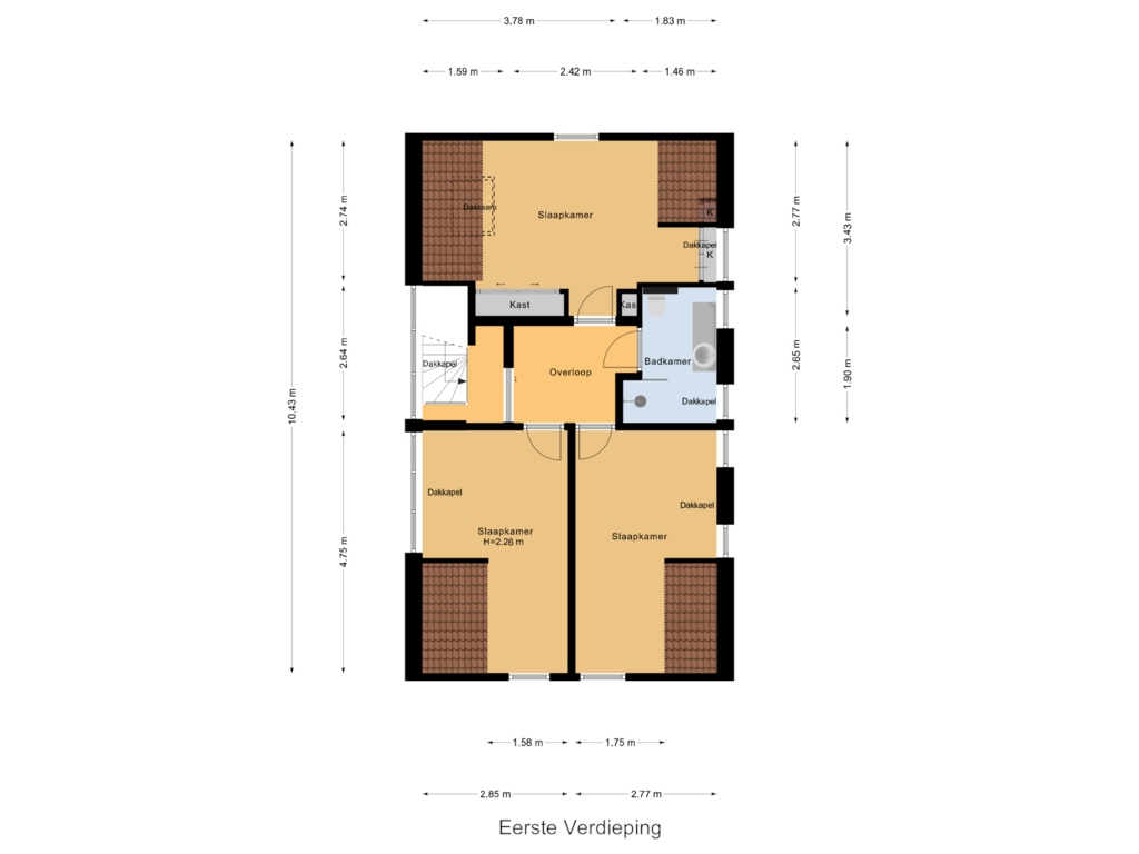 View floorplan of Eerste Verdieping of Zwartendijk 6