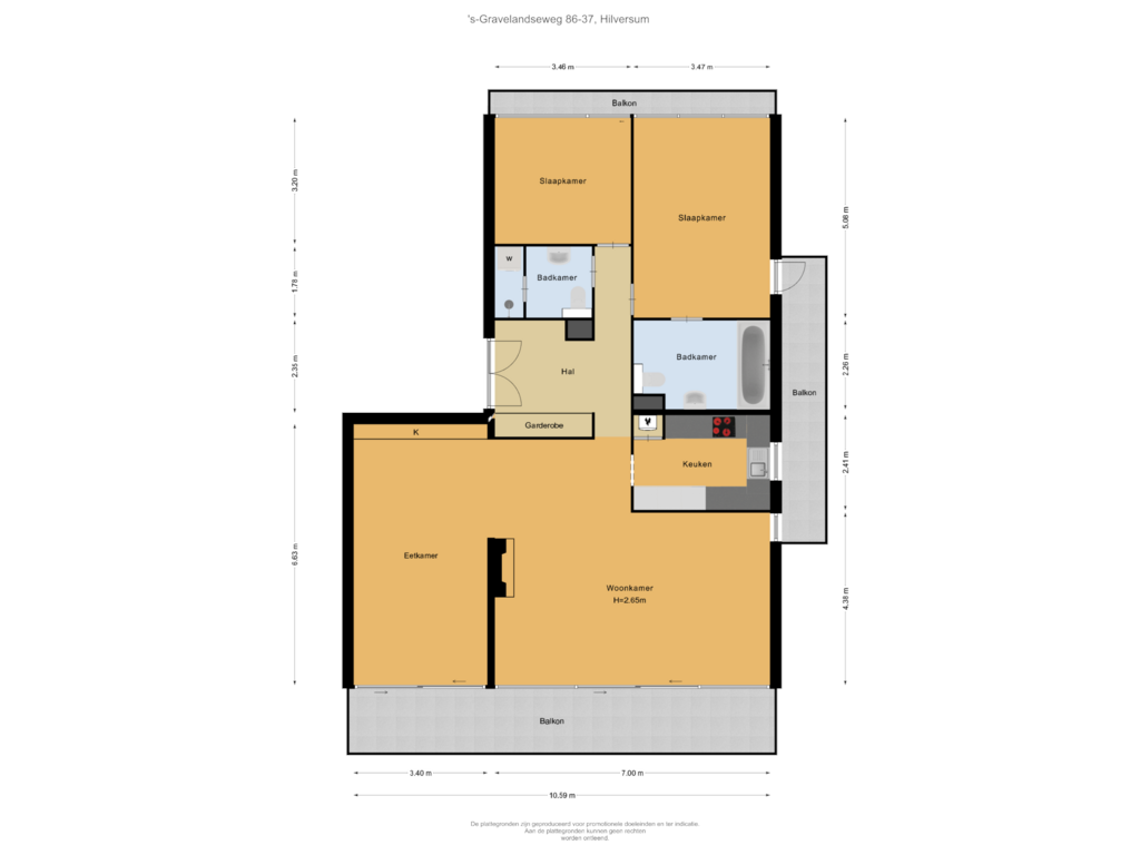 Bekijk plattegrond van Verdieping van 's-Gravelandseweg 86-37