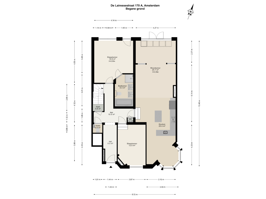 View floorplan of Begane grond of De Lairessestraat 170-A