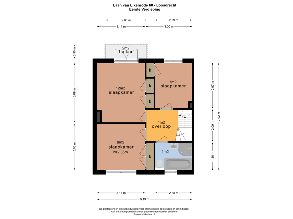 View floorplan of EERSTE VERDIEPING of Laan van Eikenrode 60