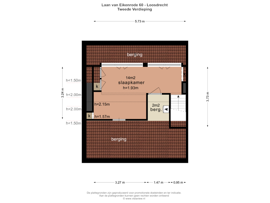 View floorplan of TWEEDE VERDIEPING of Laan van Eikenrode 60