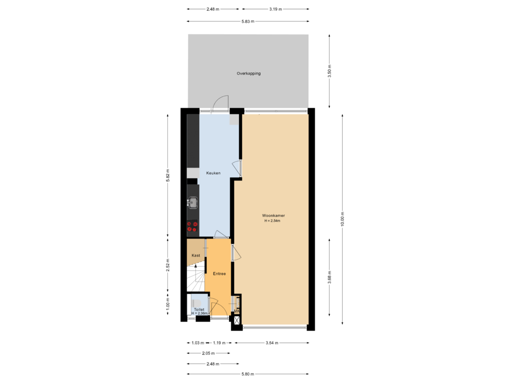 View floorplan of Begane grond of Hopweg 82