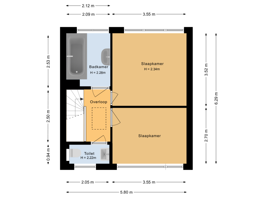 View floorplan of Eerste verdieping of Hopweg 82