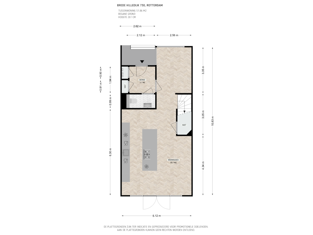 View floorplan of Begane Grond of Brede Hilledijk 730