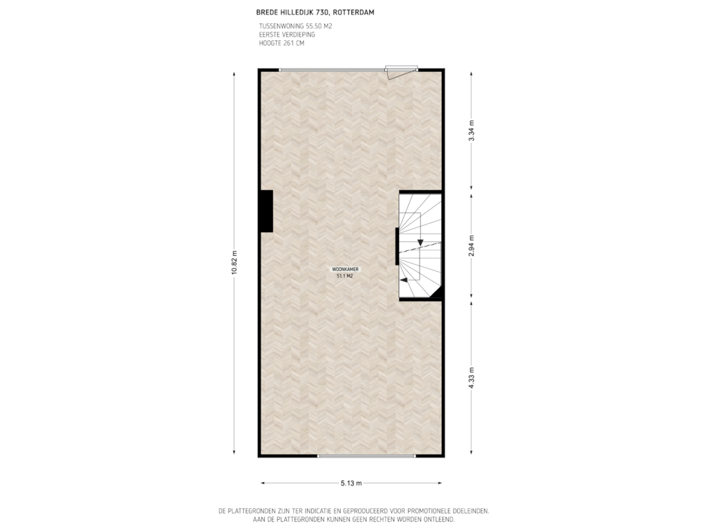 View floorplan of 1e Verdieping of Brede Hilledijk 730