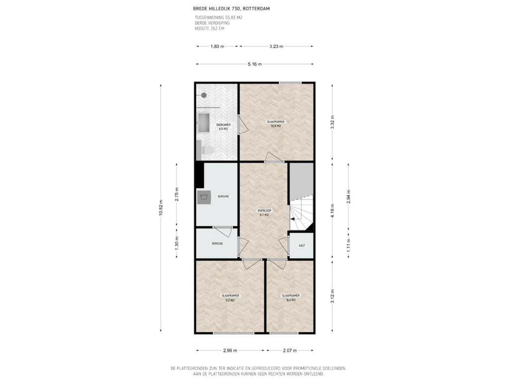 View floorplan of 3e Verdieping of Brede Hilledijk 730