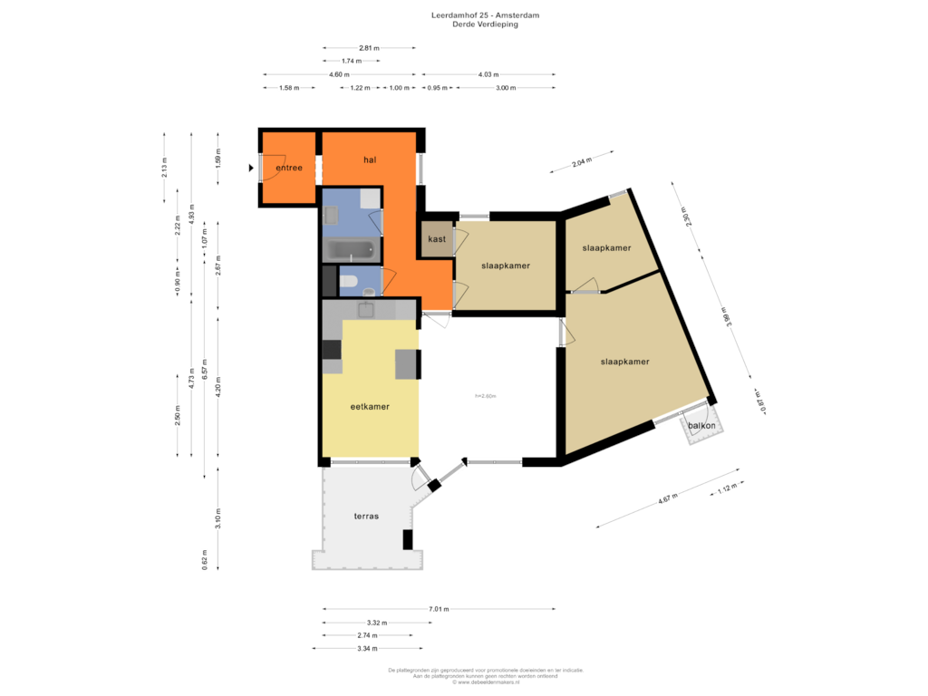 View floorplan of DERDE VERDIEPING of Leerdamhof 25