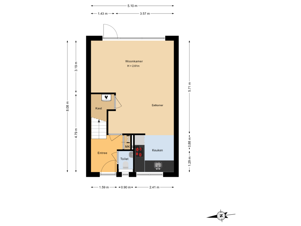 View floorplan of Begane grond of Hubertuslaan 50