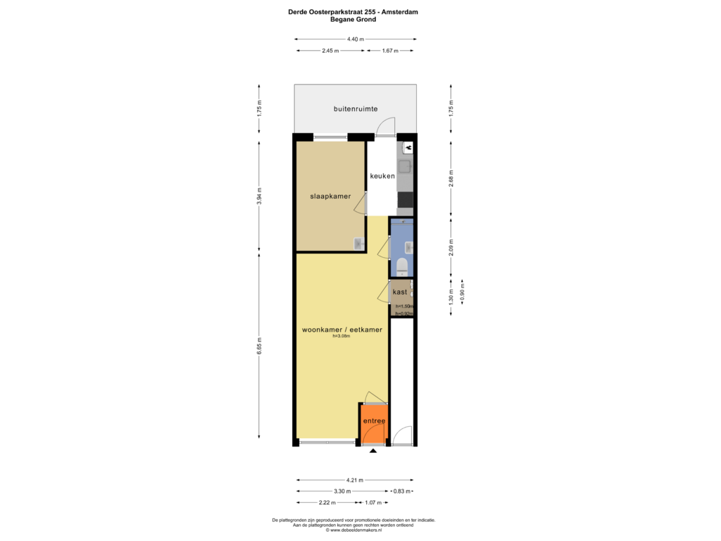 Bekijk plattegrond van BEGANE GROND van Derde Oosterparkstraat 255