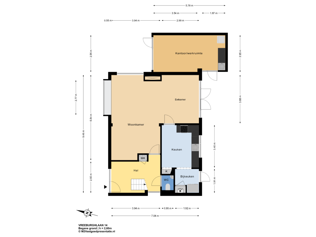 View floorplan of Begane grond of Vreeburghlaan 14