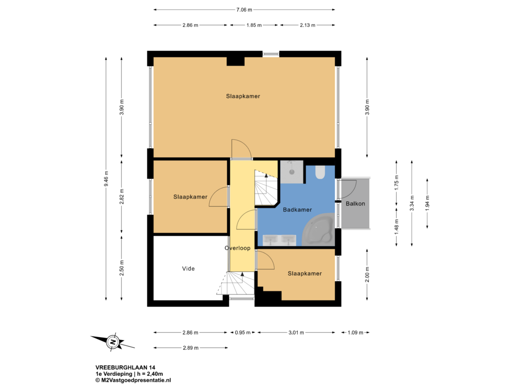 View floorplan of 1e Verdieping of Vreeburghlaan 14