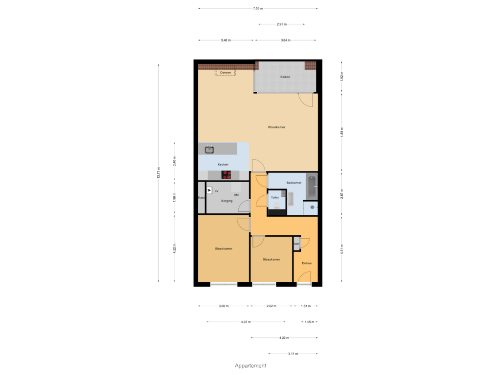 Bekijk plattegrond van Appartement van Bastionstraat 43