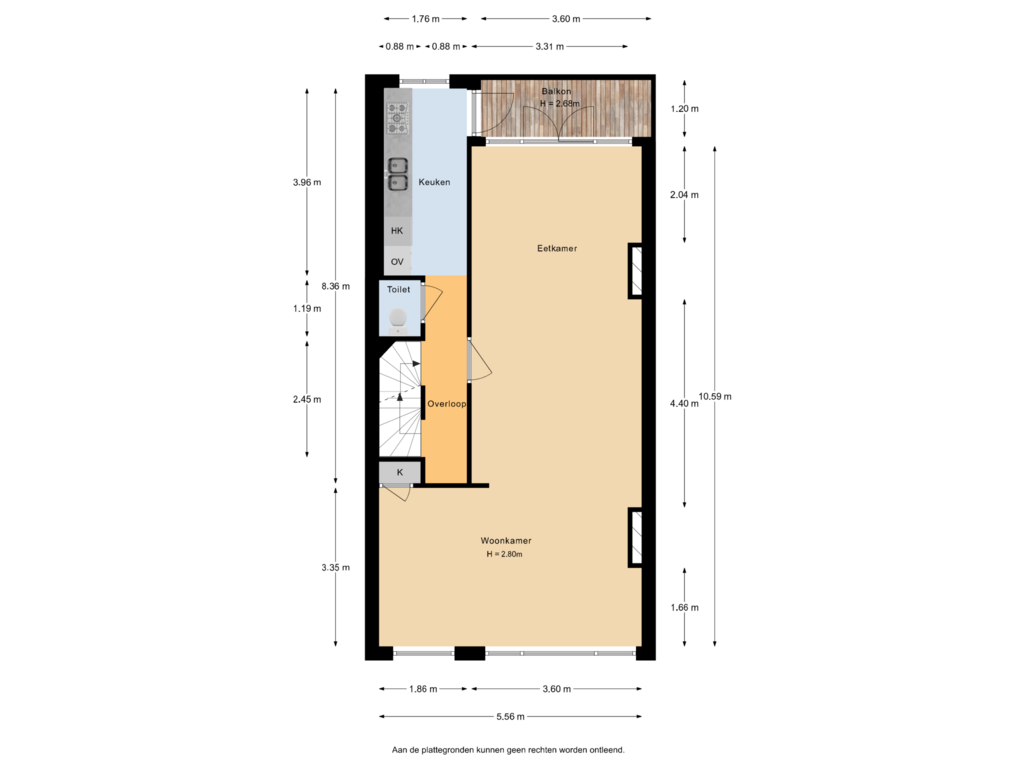 View floorplan of 1e Verdieping of Kerstant van den Bergelaan 16-B