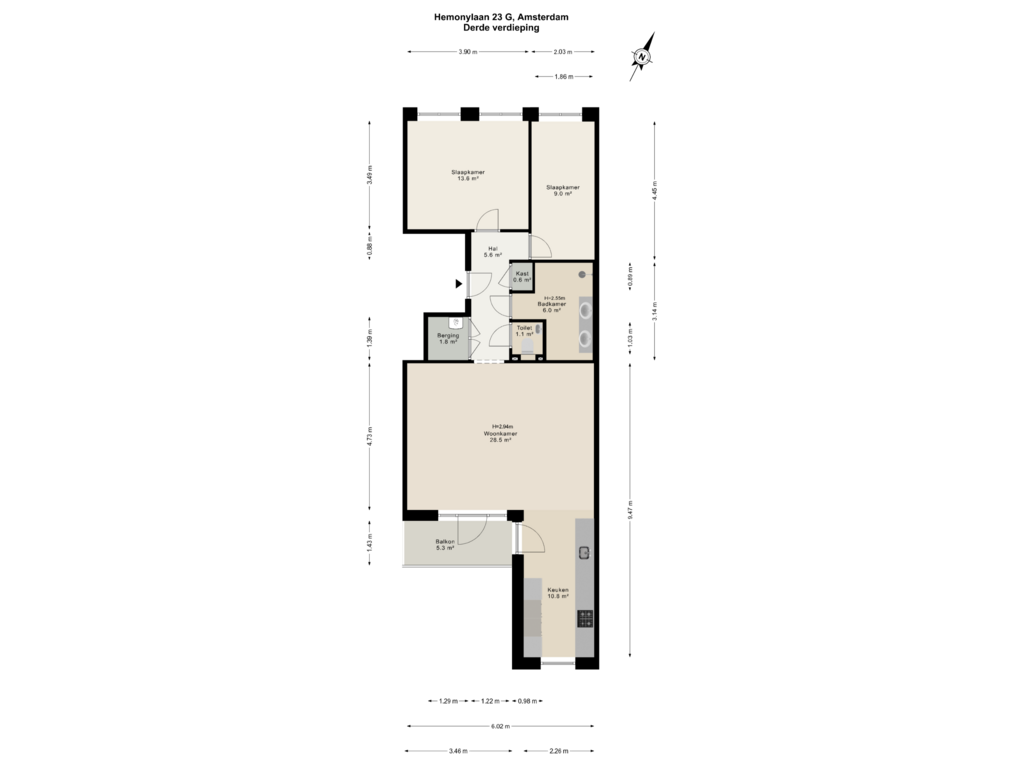 Bekijk plattegrond van Derde verdieping van Hemonylaan 23-G